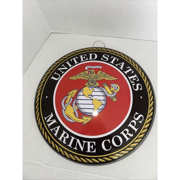 USMC Other - United States Marine Corps USMC Round Metal Domed Wall Sign MilitaryDecor 448508
